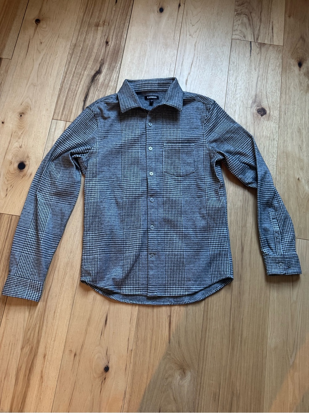 Express Black and White Check Button-Down Shirt